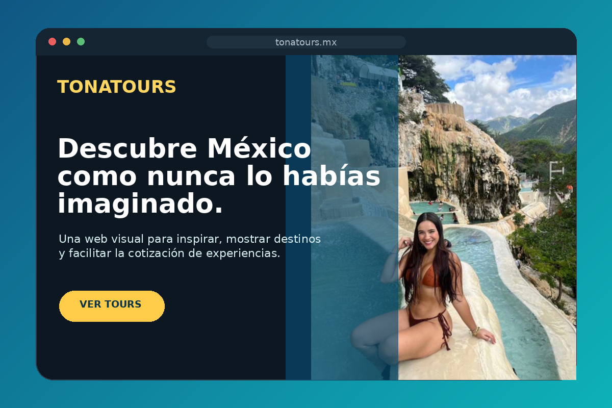 Vista del sitio web desarrollado para TonaTours